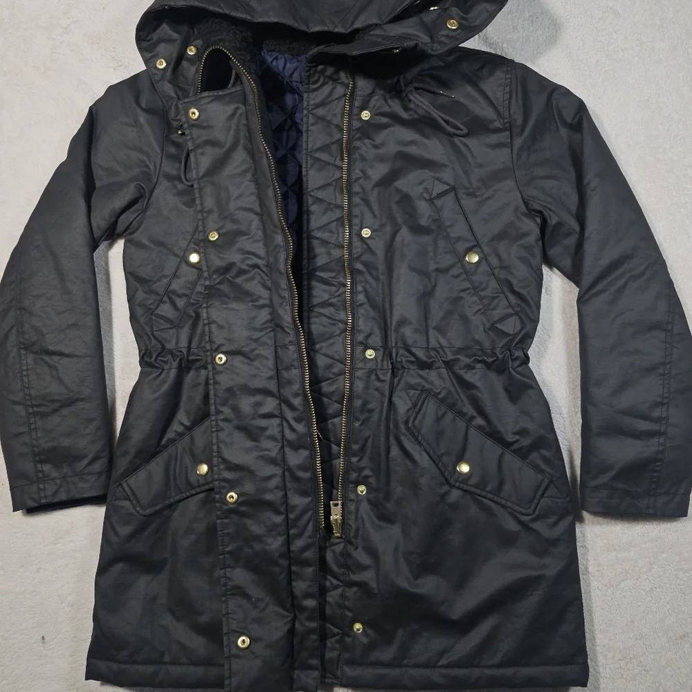 J. Crew Black Utility Hooded Jacket
